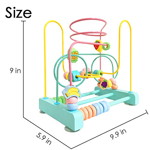 image for ToyerBee Bead Maze with Suckers, Wooden Bright Colored Toddler Toys, B