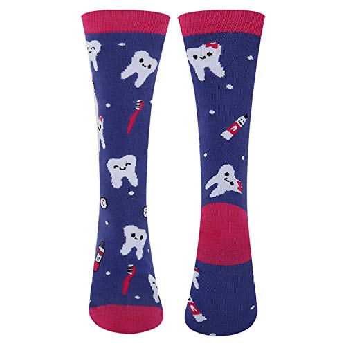 image for HAPPYPOP Women's Novelty Funny Teeth Dental Cotton Socks, Crazy Happy 