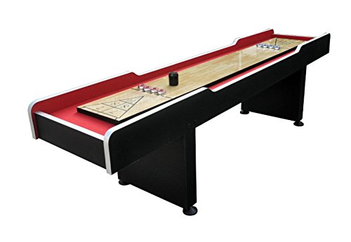 Pool Central 9' x 2' Recreational Red and Black Shuffleboard Game Table