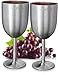 Gourmia GGS9350 Stainless Steel Wine Glasses, 2 Pack With Clear Plastic Lids – 15oz Portable, Insulated Cups for Travel and Outdoor Use - Keeps Drink Hot or Cold, Non-Skid Rubber Feet