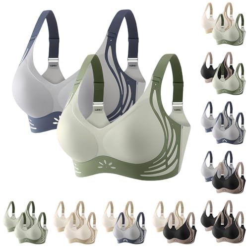 3 Pack Bras for Women Anti Sagging Bra Super Firming Lifting Bras for Sagging Breasts Super Gather Wire-Free Push-Up Bra Ladies Non Wired Full Coverage Padded Seamless Comfort Sports Bralettes