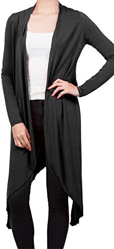 DRSKIN WS07 Womens Long Sleeve Basic Casual Comfy Open Cardigan (L, Charcoal)