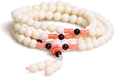 6mm 108 Natural Pink Coral Beads Buddhist Prayer Mala Necklace