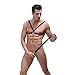Agoky Men's Full Body Chest Harness One-Piece PU Leather Lingerie Jumpsuit with O-Rings Black One Size