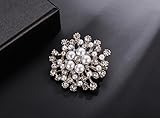 Pearl Brooch,Hemlock Scarf Pin Shiny Crystal Bouquet Party Dress Brooch (Silver)
