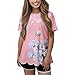 UNIFACO Women Floral Printed Short Sleeve T Shirt Casual Loose Blouse Tops
