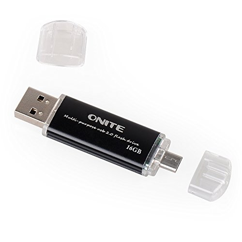 Onite Black 16G Multipurpose Micro USB OTG Flash Drive for Samsung LG HTC Motorola Moto Blu Smart Cellphone Tablet or HP Dell Acer Toshiba Sony Laptop Computers