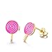 10Pairs 18K Gold Plated Love Heart Shape Owl Flower Star Lollipop Mouse Small Cute Simple Post Stud Earrings Set for Girls Kids Gold Tone Mix and Match (Mix-Rose carmine)
