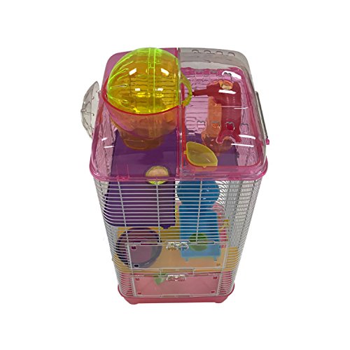 YML 3Level Clear Plastic Dwarf Hamster Mice Cage with Ball on Top