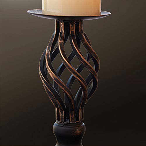image for ZZKOKO Decorative Candle Holder Set of 2, Metal Pillar Romantic Candle