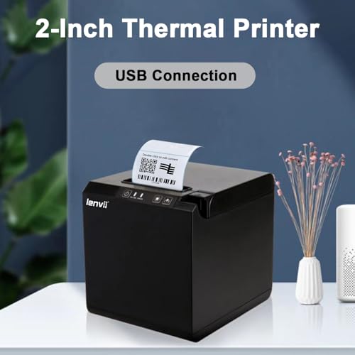 LENVII 58mm/2" High-Speed Thermal Label Printer | 127mm/s Inkless Printing (203DPI) | Wired USB Barcode Printer for Windows/Mac | Amazon FBA/Noon/Dubai Logistics Labels | Warehouse & Retail Ready