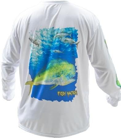 FISH NATION-High Performance -Dri Fit UPF 30+ Mens Long Sleeve Fishing Shirt
