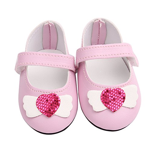 Livoty Glitter Doll Shoes Star Dress Shoe Doll Clothes Accessories for 18 Inch Our Generation American Toy Girl Doll (Pink)