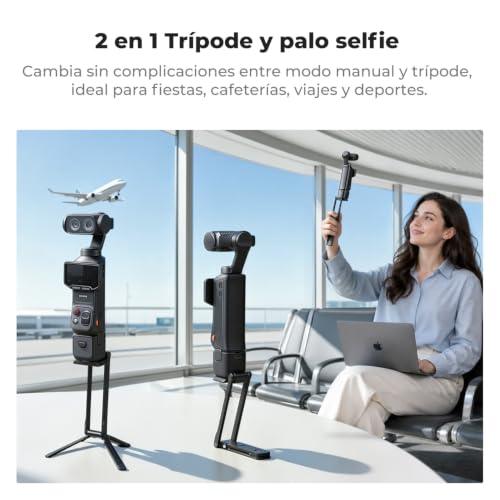 K&F CONCEPT Trípode Tornillo 1/4" Soporte Extensible | Base Magnética Con Trípode Plegable, Adaptable a Insta360 Luna Ultra/Pocket 4/4P/3 -PP01