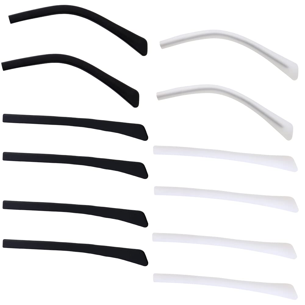 Photo 1 of HENGKE 6 Pairs Eyeglass End Tips Soft Silicone Ear Sock Pieces Tube Sleeve Elastic Eyeglass Temple Arms Eyeglasses Frame Replacement Tips for Flat Thin Metal Wired Eyeglass Sunglasses Legs