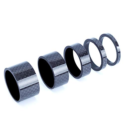 ONGHSD 9 Pieces/Set Carbon Fiber Bike Headset Spacer Kit 1/2/3/5/8/10/15/20/30mm MTB Bike Headset Rings Bicycle Headset Spacer Kit Fits for 1 1/8 Inch Road Mountain Bike Stem Spacers