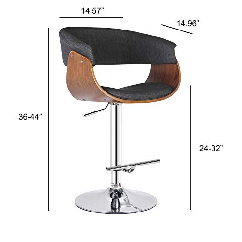 Christies Home Living Wood Frame Adjustable Swivel Barstool, Walnut/Gray