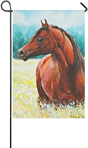 Starclevel Fine Arabian Horse Double Sided Polyester Garden Flag Banner 12 x 18 inch, Original Acrylic Painting Decorative Yard Flag for Party Home Outdoor Decor