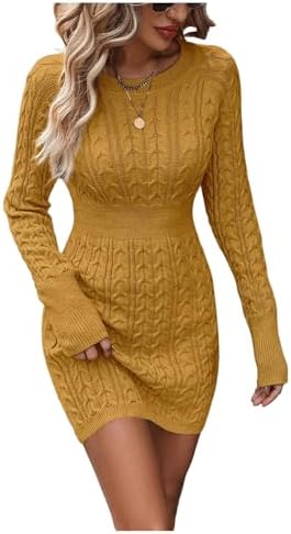 bodycon sweater dress amazon Women Bodycon Sweater Dresses for Long Sleeve Knitted Dresses Black S at  Amazon Women's Clothing store