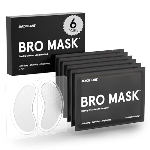 BRO MASK Under Eye Patches for Men with Hydrogel (6 pairs) - Anti-Aging Korean Eye Masks for Dark Circles and Puffiness- Puffy Under Eye Treatment - Perfect Skin Care Stocking Stuffers for Men