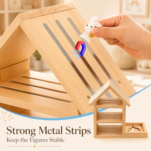 YUCHKEJ Tonie Shelf Magnetic Wooden Wall Storage Shelf for 70-85 Tonies, Compatible with Toniesbox 1 and Toniesbox 2, Wall Mounted Music Box Shelf for Children's Room
