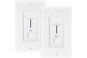 Maxxima Dimmer Electrical Light Switch - Featuring Blue Indicator Light, LED Compatible, 3-Way/Single Pole Use, 600 Watt Max, Dimmable Lamp and Lighting Control, Wall Plate Included - 2 Pack