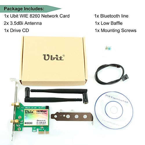 WiFi Card AC 1200Mbps,Wireless Network Card,Ubit 8260 Wireless Network Card with Bluetooth 4.2 Network Server Adapter,Dual-Band 5G/2.4G,PCI-E Wireless WI-FI Adapter Network Card for PC - Thumbnail 6