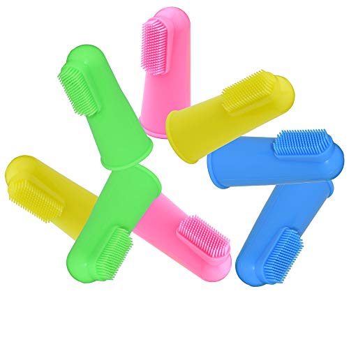 RosyLife Pet Dog Soft Toothbrush Dog Toothbrush Finger Toothbrush pet Toothbrush Small to Large Dogs (24 Pack-Multi-Colored)
