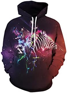 Lacostew Women's Zebra Skull Print Loose Pullover Hoodie Sweatshirt Coffee XXXL