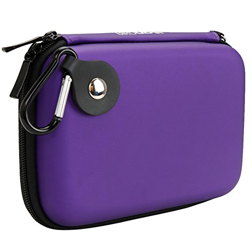 BIRUGEAR Hard Shell Carrying Case for WD My Passport Ultra, My Passport Edge, My Passport Enterprise, My Passport Essential & More Portable External Hard Drives, TomTom VIA 1535TM 5-Inch GPS - Purple