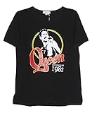 Darceil Women's Black Short Sleeve Queen Print T Shirt (M, Black)