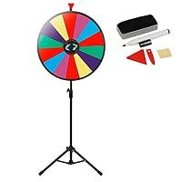 Smartxchoices 24" Spin Wheel for Prizes with Stand Height Adjustable 14 Slots Color Prize Wheel Spinner Game with Dry Erase & Marker Pen, Trade Show Carnival Fortune