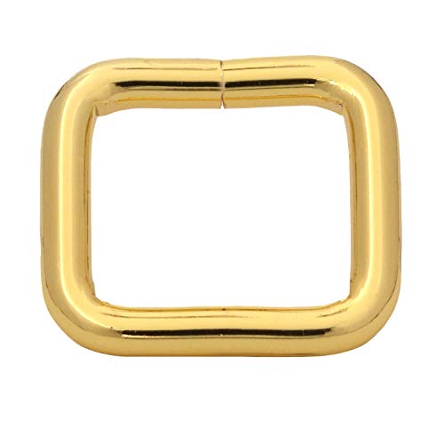 BIKICOCO Metal Rectangle Ring Buckles Square Strap Webbing Belt Rings for Bag Purse Non Welded 0.6 x 0.5 Inch, Gold, Pack of 30