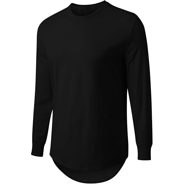 Hotmiss Mens Hip Hop Basic Longline Thumb Hole Cuffs Long Sleeve T