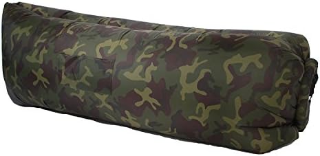Glambros Outdoor Inflatable Hangout Portable Bag Lounger with Carry Bag Nylon Fabric Suitable For Camping, Beach Couch Sofa (CAMOUFLAGE)