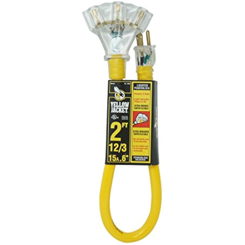 Yellow Extension Cords Jacket 2882 12/3 Heavy Duty 15Amp, 125 Volts