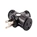 Uninex PS46 T-Shape 3-Outlet Adapter, Outdoor, Heavy Duty, UL Listed, Black, 2-Pack