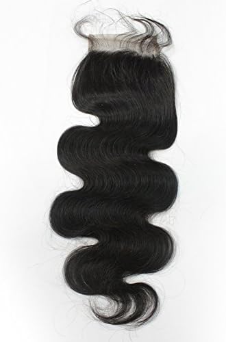 Forawme Brazilian Virgin Hair Body Wave Closure HD Transparent 16 Inch 1B 4X4 Pre Plucked Remy Human Hair Lace Closure Pieces With Natural Hairline