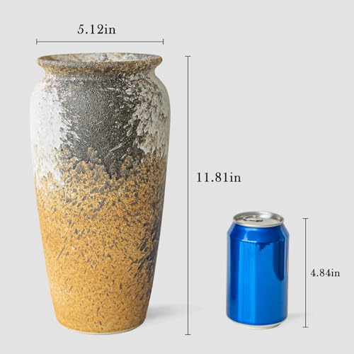 COTYNI RUSTIC CERAMIC FLOOR LARGE VASE FOR FARMHOUSE DECOR, POTTERY CLAY TALL TERRACOTTA VASE FOR FLOWERS, POTTERY VASE FOR LIVING ROOM DECOR, SHELF, MANTEL DECORATION, WEDDING HOUSEWARMING GIFT
