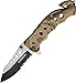 Tac-Force Pocket Folding Pocket Knife – Black/Satin, Partially Serrated Blade, Brown Camo Coated Aluminum Handle, Rope Cutter, Glass Punch, Pocket Clip, Tactical, EDC, Rescue - TF-498BC