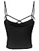 MBE Women's Strappy Cutout Solid Spaghetti Strap Crop Tank Tops