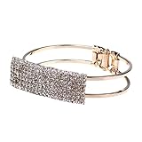ZPS Fashion Lady Elegant Bangle Wristband Bracelet Crystal Cuff Bling Gift (Gold)