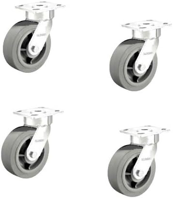 4 Pack Crazy Wheel Swivel Casters w/Floor-Safe Gray Rubber 5" x 2" Wheel 375#