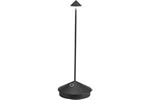 Zafferano, Pina Pro Lamp, Rechargeable Cordless Table Lamp with Touch Controls, Suitable for Indoor and Outdoor, Dimmer, 2200-3000 K, Height 11.4 Inches, Black Color
