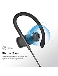 SoundPEATS Auriculares inalámbricos deportivos con Bluetooth, IPX7, impermeables, con micrófono, sonido estéreo de graves más enriquecido, 8 horas de tiempo de reproducción, cancelación de ruido