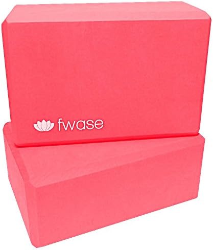 fwase Yoga Blocks (2 PC) 9"x6"x4" - High Density EVA Foam Block Brick, Deepens Poses to Improve Flexibility and Aid Balance - Lightweight, Odor and Moisture Resistant (Roseate Fire)