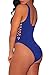 HOTAPEI Women V Neck Lace up High Cut One Piece Bikini Small Navy Blue