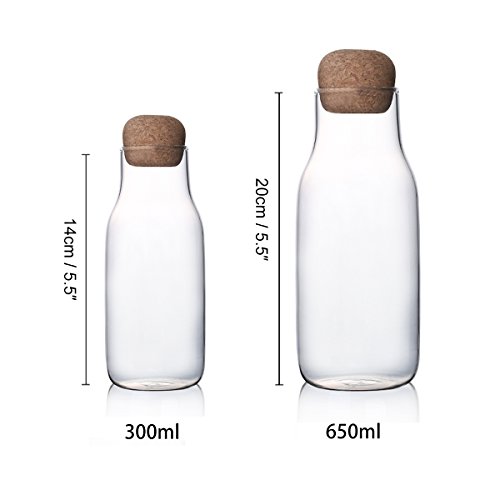 bouti1583 Drip-Free Glass Milk Tea Bottle with Cork Water Pitcher Nuts Seeds Herbs Storage with Stopper Lid