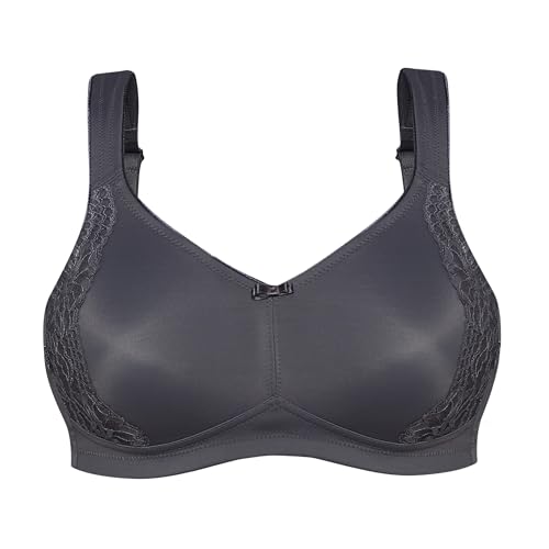 Susa BH ohne Bügel I Minimizer BH mit seitlich am Cup angebrachter Spitze I Bügelloser BH mit Breiten, gepolsterten Trägern I Starker Minimize-Effekt