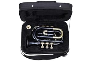 OSWAL Bb Flat Black Brass Finishing Pocket Trumpet W/Free Case+Mouthpiece